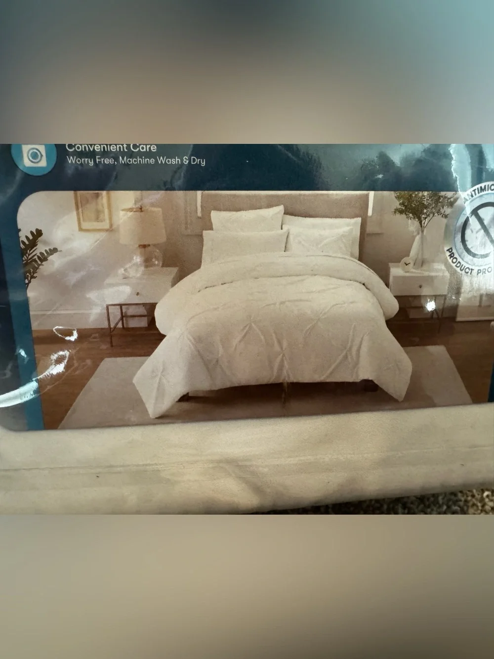New Serta Simply Clean Pleated 3-Piece Solid Duvet Set, White, Full/Queen F/Q